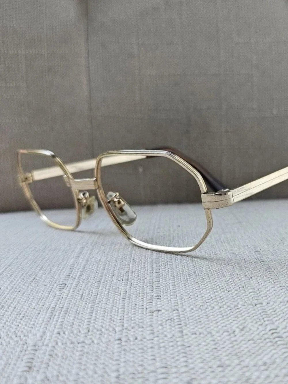 Vintage HEX-O-K Eyeglasses Frame Gold Tone Eyewear Glasses Frame Korea
